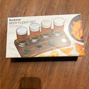 Brookstone Wooden Beer Flight Set with Glasses